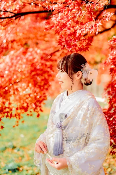 和装　結婚式前撮り　紅葉